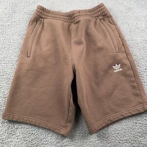 Adidas Shorts Mens Small Brown Trefoil Logo Sweat Fleece Lounge Athletic Casual